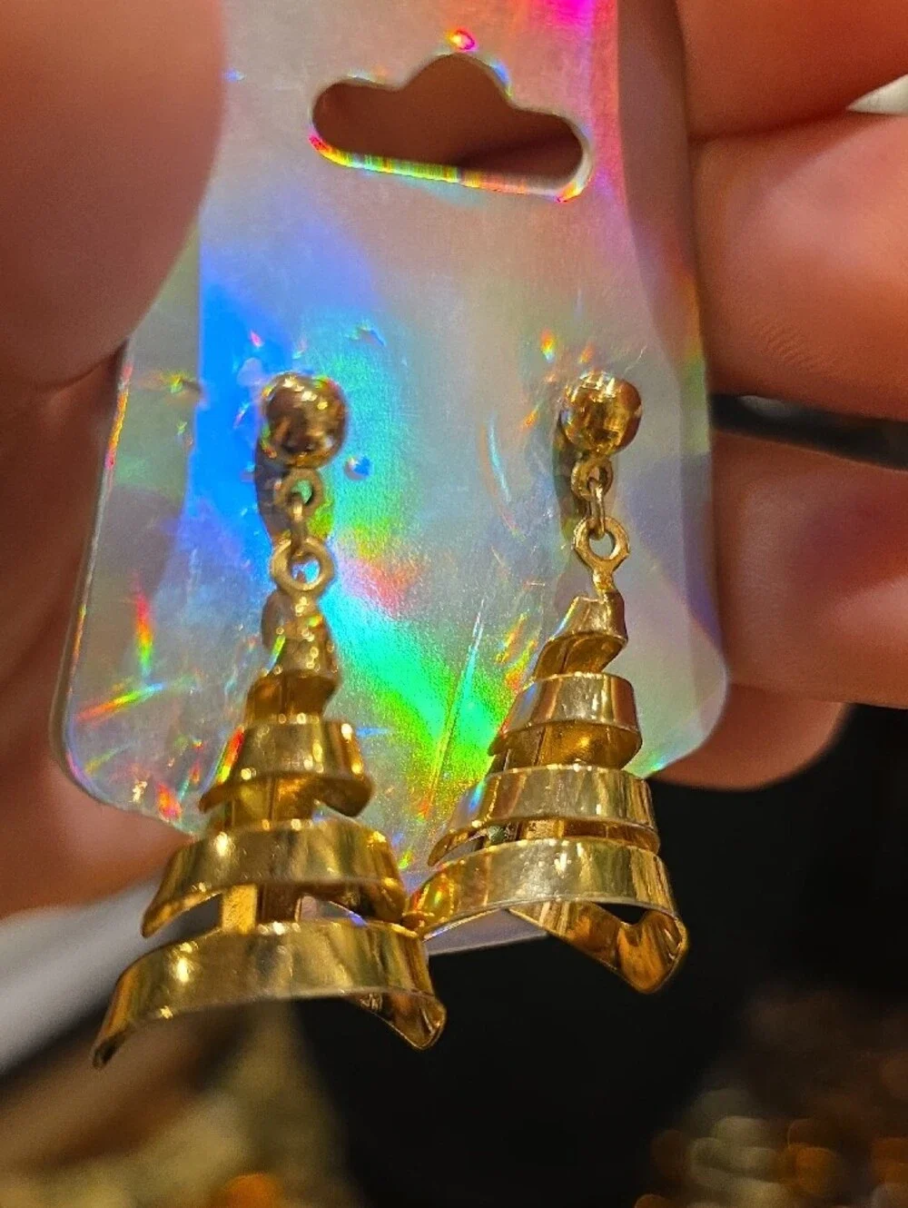 Vintage Gold Spiral Drop Earrings - Women Jewelry